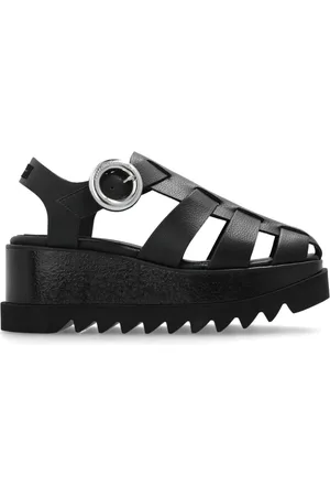 Stella McCartney Sko, Dame, Sort, 39 1/2 EU, Læder, Elyse Wedge Sandaler