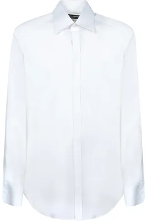 Dolce & Gabbana Skjorte, Herre, Hvid, XL, Bomuld, Hvid Skjorte med Italiensk Krave
