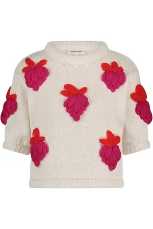 Fabienne Chapot Strik, Dame, , M, Bomuld, Jordbær Hæklet Sweater Kortærmet