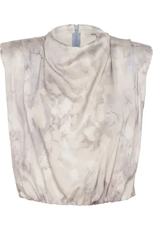 Gestuz Top, Dame, Grå, M, Grå Marmor Draperet Top Bluse