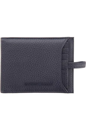 Emporio Armani Tilbehør, Herre, Blå, ONE SIZE, Læder, Bi-fold Wallet med Logo