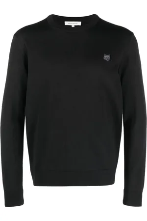 Maison Kitsuné Strik, Herre, Sort, M, Uld, Bold Fox Head Patch Regular Jumper