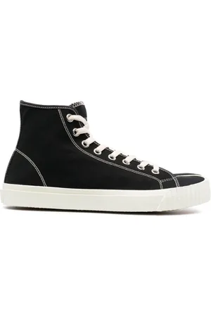 Maison Margiela Sko, Herre, Sort, 42 EU, Bomuld, Tabi Split-Toe High-Top Sneakers