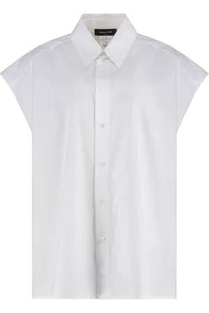 Fabiana Filippi Bluser & Skjorter, Dame, Hvid, XS, Bomuld, Buttoned Cotton Blouse Rounded Hem