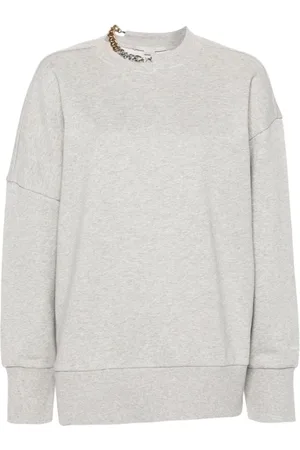 Stella McCartney Sweathshirts & Hoodies, Dame, Grå, M, Bomuld, Grå sweater med kæde-detaljer