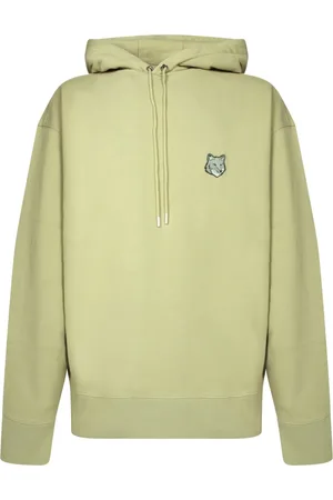 Maison Kitsuné Sweathshirts & Hoodies, Herre, Grøn, M, Bomuld, Bomuldshættetrøje med broderet mærke