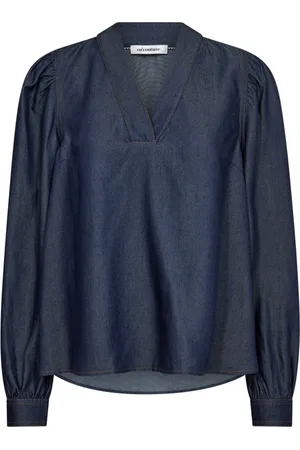 Co`Couture Bluser & Skjorter, Dame, Blå, M, Denim, Denim V-Bluse Tituscc Style