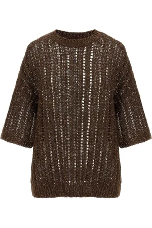 Brunello Cucinelli Strik, Dame, Brun, M, Uld, Brun sweater