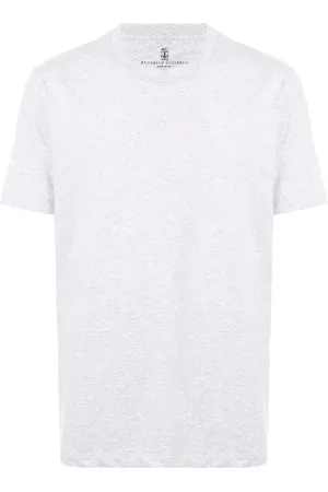 Brunello Cucinelli Top, Herre, Grå, L, Bomuld, Lysegrå T-shirt Basic Fit
