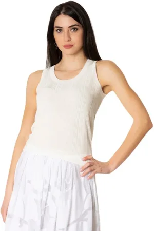 Max Mara Top, Dame, Hvid, S, Ribstrikket Ærmeløs Top