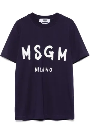 Msgm Top, Dame, Blå, XS, Blå Crew Neck T-shirts og Polos