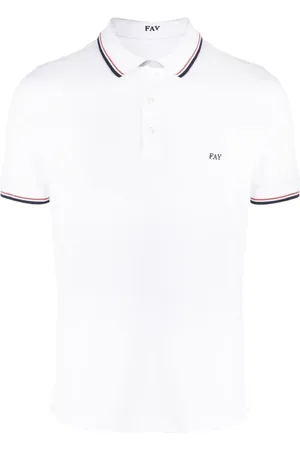 FAY Top, Herre, Hvid, M, Bomuld, Logo Broderet Kortærmet Polo Shirt