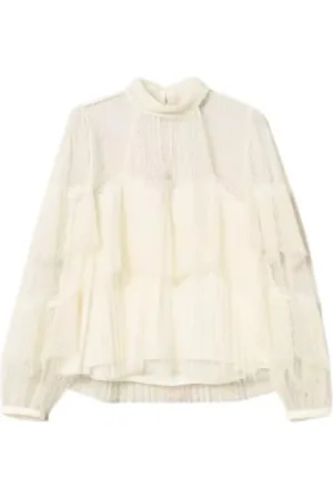 Twin-Set Bluser & Skjorter, Dame, Hvid, S, Polyester, Blonde med flæser