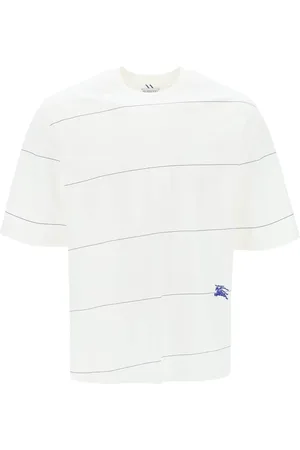 Burberry Top, Herre, Hvid, S, Bomuld, Stribet T-shirt med EKD-broderi