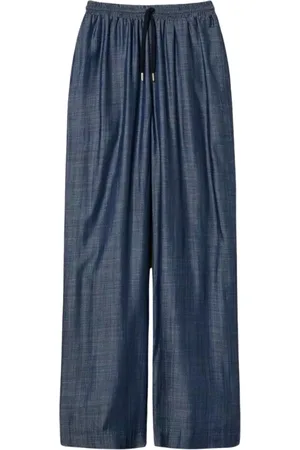 Twin-Set Bukser, Dame, Blå, XS, Denim, Palazzo Chambray Bukser med Elastik