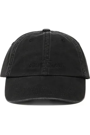 Stone Island Tilbehør, Herre, Sort, ONE SIZE, Bomuld, Sort Bomuld Gabardine Broderet Hat