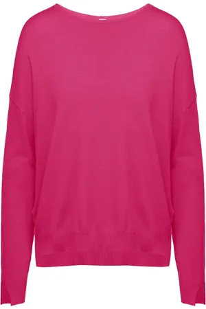 Bomboogie Strik, Dame, Lyserød, L, Uld, Viskoseblanding Pullover med Bådhals og Slidser