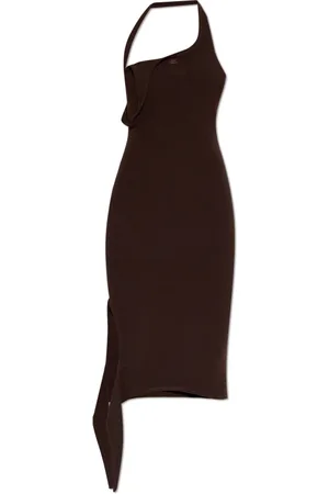Courrèges Kjole, Dame, Brun, XS, Uld, Sleeveless Dress