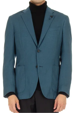 LARDINI Jakke, Herre, Blå, M, Uld, Deconstructed Slim Fit Blazer