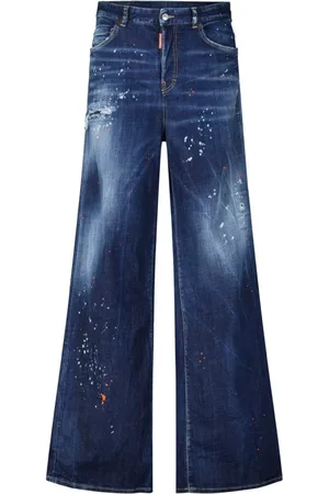 Dsquared2 Jeans, Dame, Blå, XS, Bomuld, Wide Leg Traveller Jeans