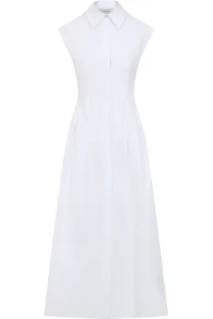 Sportmax Kjole, Dame, Hvid, S, Bomuld, Hvid Bomulds Kjole Stilfuldt Look