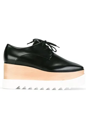 Stella McCartney Sko, Dame, Sort, 39 EU, Læder, Elyse Lace-Up Wedge Støvler
