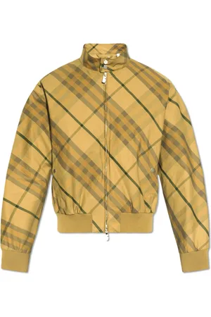 Burberry Jakke, Herre, Grøn, S, Bomuld, Check Pattern Zip-up Bomberjakke