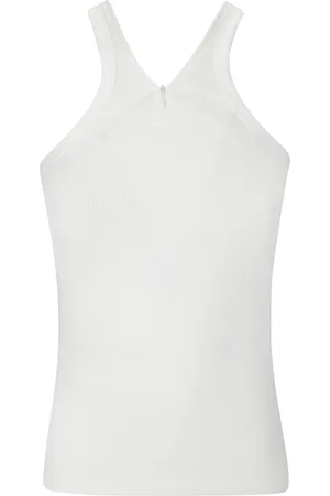Courrèges Top, Dame, Hvid, M, Bomuld, Criss Cross Rib Tank Top