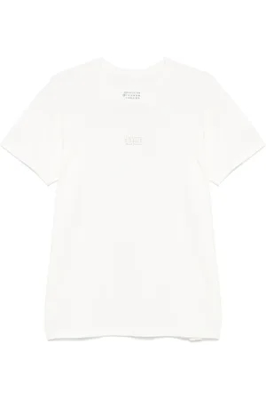 Maison Margiela Top, Herre, Hvid, S, Bomuld, Broderet Logo T-shirt