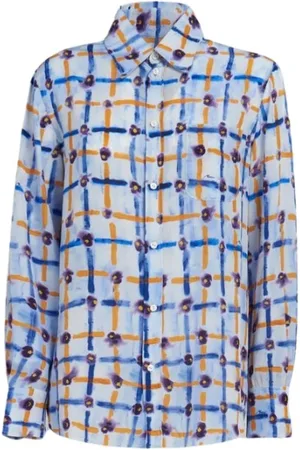 Marni Bluser & Skjorter, Dame, Blå, S, Saraband Print Skjorte