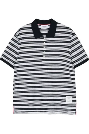 Thom Browne Top, Herre, Blå, S, Blå Logo Patch Polo Shirt