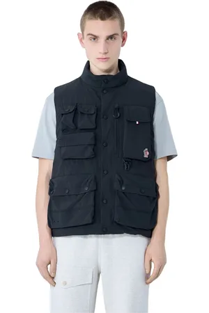 Moncler Jakke, Herre, Sort, XL, Polstret Field Vest med Logo Motif