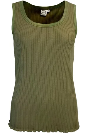 2-Biz Top, Dame, Grøn, L, Bomuld, Simple Dusty Olive Top