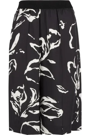 Agnona Shorts, Dame, Sort, XS, Blomstret silke shorts
