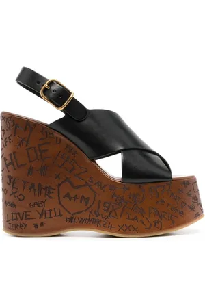 Chloé Sko, Dame, Sort, 39 EU, Læder, Maxime 130mm Wedge Sandaler