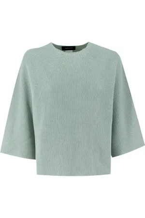 Fabiana Filippi Strik, Dame, Grøn, XS, Bomuld, Ribstrikket sweater