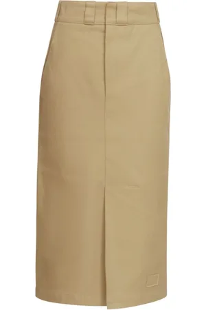 Maison Margiela Nederdel, Dame, Brun, 2XS, Bomuld, Skater Chino Midi Nederdel