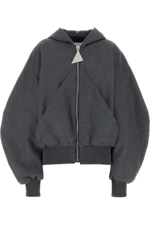 The Attico Sweathshirts & Hoodies, Dame, Grå, XS, Uld, Mørkegrå Uldblanding Bomberjakke