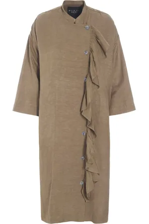 Bitte Kai Rand Kjole, Dame, , M, Rayon, Elegant Nutmeg Kjole med Lodret Ruffle