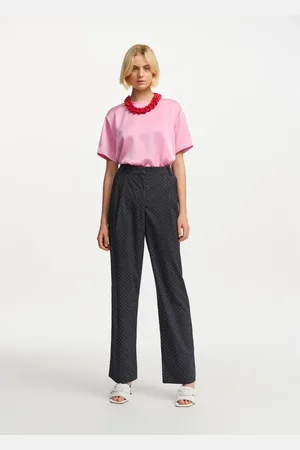 Essentiel Antwerp Bukser, Dame, Grøn, L, Polyester, Flamingo Strass Diplomatic Stripe Pants