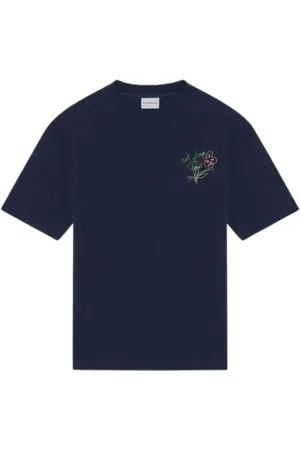 Drôle de Monsieur Top, Herre, Blå, L, Bomuld, Slogan Skitse T-Shirt i Blå
