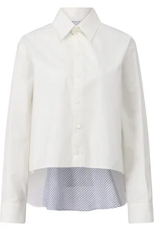 Maison Margiela Bluser & Skjorter, Dame, Hvid, XS, Bomuld, Stribet skjorte med indsats