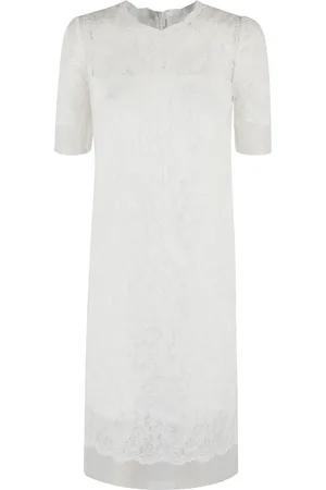 ERMANNO SCERVINO Kjole, Dame, Hvid, XS, Polyester, Hvid Midi Kjole med All-Over Broderi