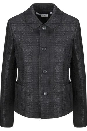 Comme des Garçons Jakke, Dame, Sort, S, Tweed, Tweed Shirt Jacket med Lurex-detaljer