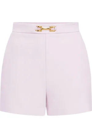 Elisabetta Franchi Shorts, Dame, Lyserød, XS, Uld, Gold Metal Detalje Flap Button Shorts