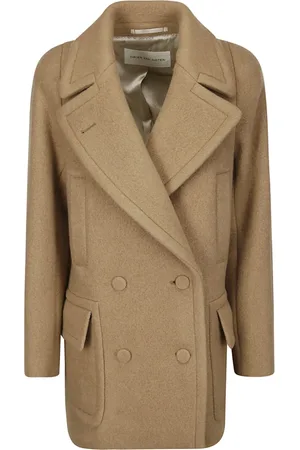 DRIES VAN NOTEN Frakke, Dame, Brun, M, Bomuld, Double Coat med Brede Krave Lommer