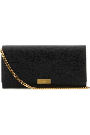 Thom Browne Taske, Dame, Sort, ONE SIZE, Uld, Logo Plaque Foldover Top Clutch Taske