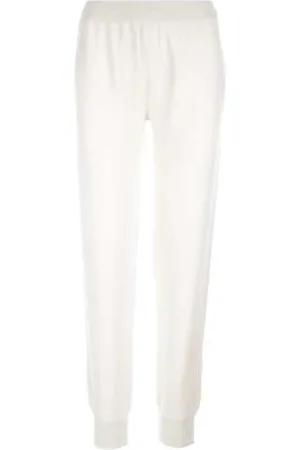 Bottega Veneta Bukser, Dame, Hvid, S, Uld, Ecru teknisk uld joggingbukser med elastisk linning