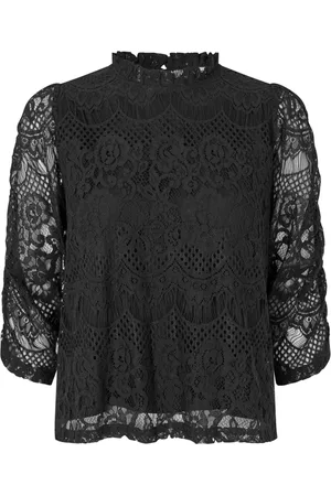 Lollys Laundry Bluser & Skjorter, Dame, Sort, XL, Bomuld, Liloull Sort Blondebluse