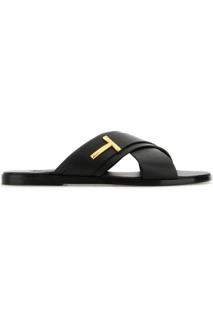 Tom Ford Sko, Herre, Sort, 39 EU, Læder, Sort Læder Sandaler Tøfler